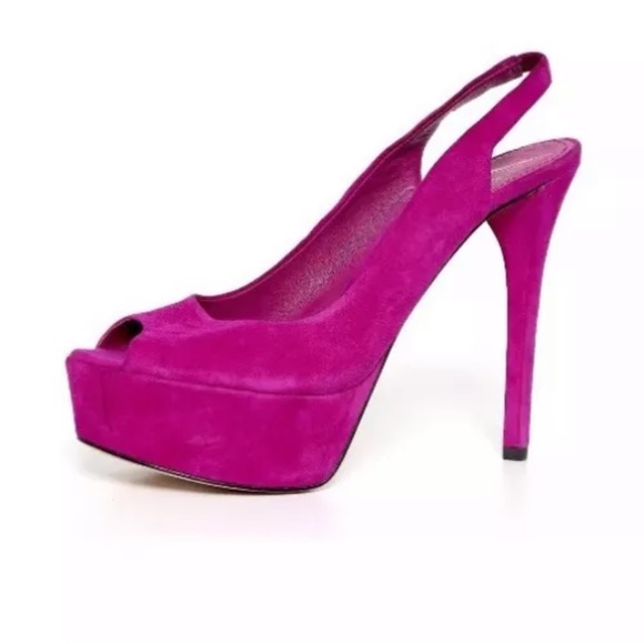 Brian Atwood sling back peep toe heels - Picture 5 of 7